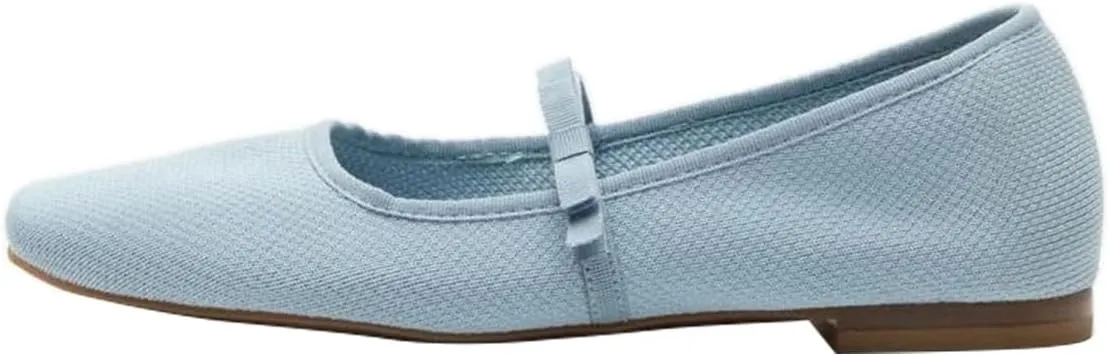 miss left Women Lovely Single Elastic Strap Flat Mary Janes Square Toe Comfortable Office Party Dress Shoes Size 4-16 US
