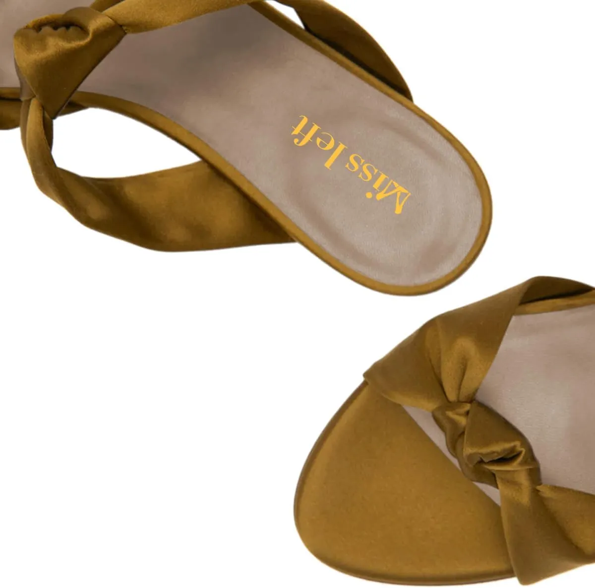 miss left Women Trendy Open Round Toe Two Knotted Straps Mules Comfortable Slip on Summer Casual Flat Sandals Size 4-16 US