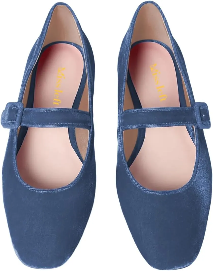 miss left Women's Comfort Buckle Strap Mary Janes Classic Closed Round Toe Ballet Flats Slip On Cozy Casual Dance Shoes Size 4-16 US
