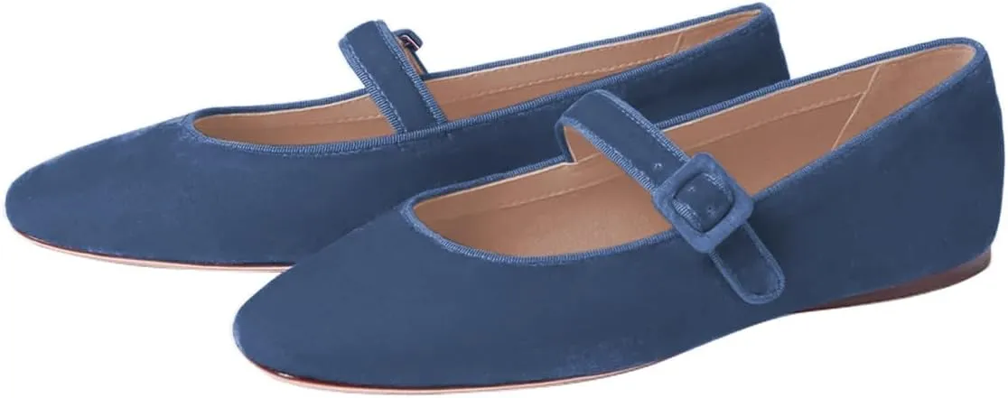 miss left Women's Comfort Buckle Strap Mary Janes Classic Closed Round Toe Ballet Flats Slip On Cozy Casual Dance Shoes Size 4-16 US