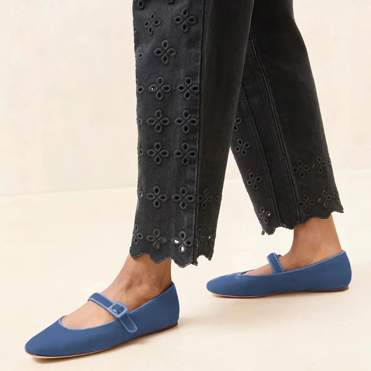 miss left Women's Comfort Buckle Strap Mary Janes Classic Closed Round Toe Ballet Flats Slip On Cozy Casual Dance Shoes Size 4-16 US