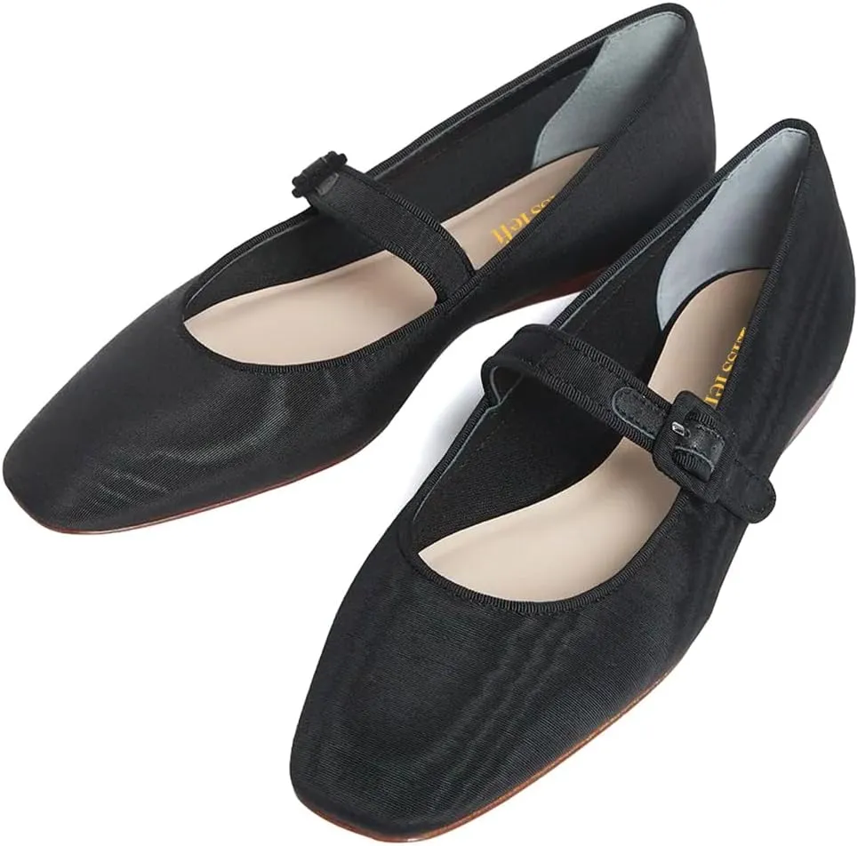 miss left Women's Comfort Buckle Strap Mary Janes Classic Closed Round Toe Ballet Flats Slip On Cozy Casual Dance Shoes Size 4-16 US