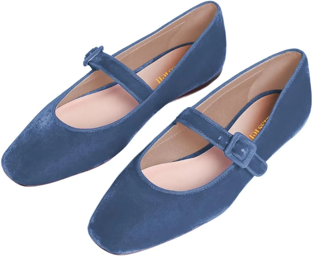 miss left Women's Comfort Buckle Strap Mary Janes Classic Closed Round Toe Ballet Flats Slip On Cozy Casual Dance Shoes Size 4-16 US