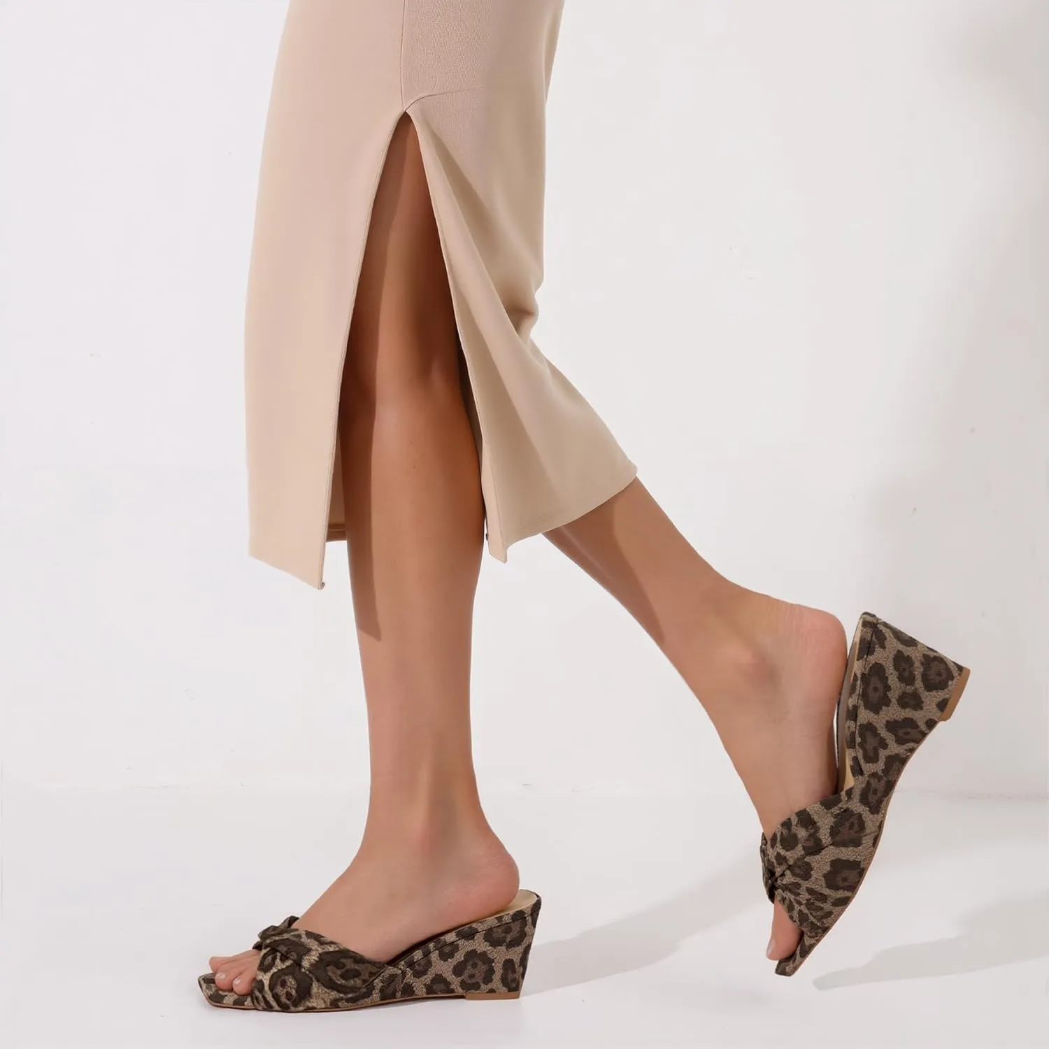 Modatope Wedge Sandals for Women Braided Wedge Heels Square Open Toe Raffia Dressy Womens Sandals
