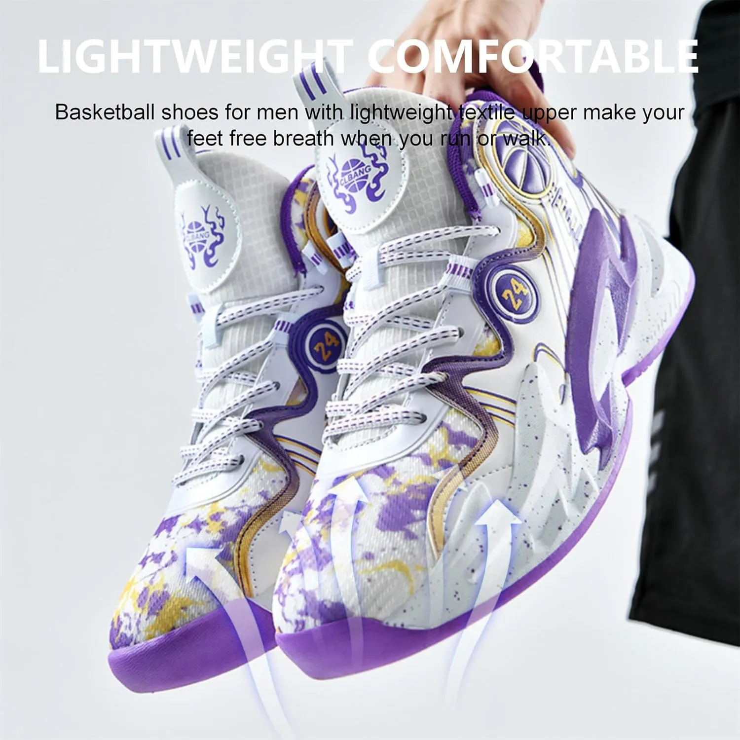 Moodeng Men's Basketball Shoes Anti-Slip Breathable Running Shoes Fahsion Sneakers Lightweight Outdoor Gym Shoes