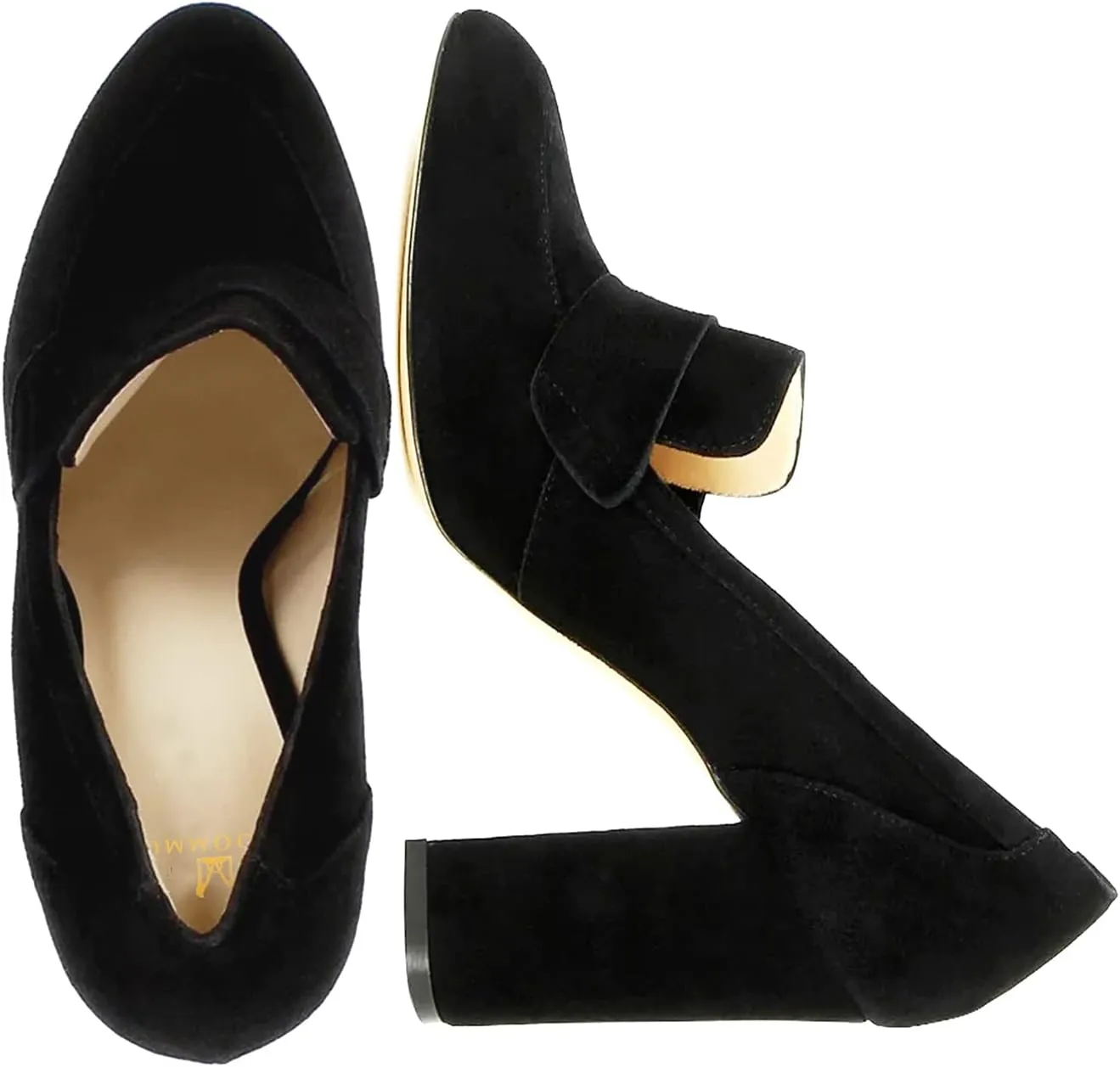 MOOMMO Women Chunky Block Heel Pumps Round Closed Toe Slip On Oxford Loafers Shoes High Heels Snakeskin Work Pump Suede Loafer for Office Ladies Classic Formal Business Professional 4-13 M US