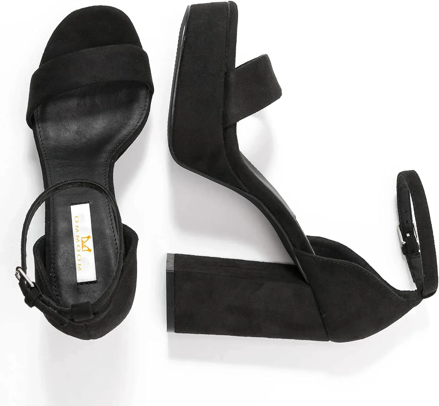 MOOMMO Women Chunky High Heel Sandals Single Band Platform Ankle Strap Summer Shoes Peep Toe 5 Inch Block Heel Slingback Dress Sandals Round Toe Buckle Strap Classic Comfort Work Daily Party 4-13 M US