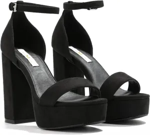 MOOMMO Women Chunky High Heel Sandals Single Band Platform Ankle Strap Summer Shoes Peep Toe 5 Inch Block Heel Slingback Dress Sandals Round Toe Buckle Strap Classic Comfort Work Daily Party 4-13 M US