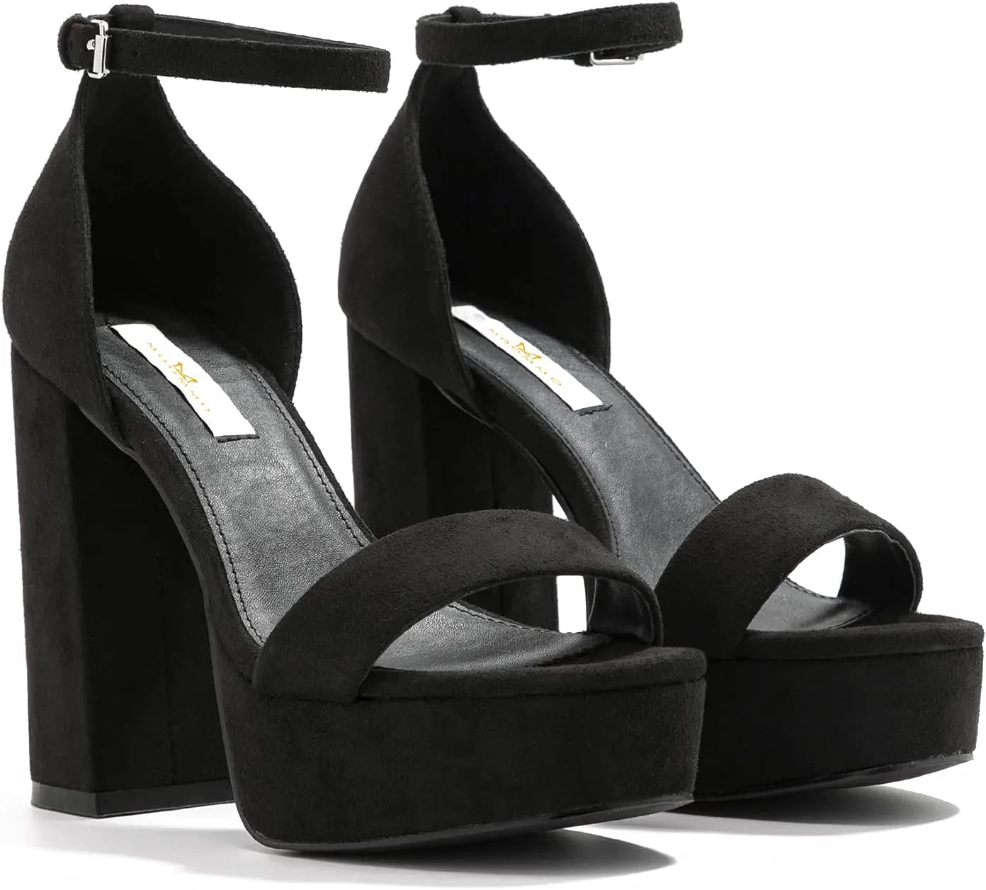 MOOMMO Women Chunky High Heel Sandals Single Band Platform Ankle Strap Summer Shoes Peep Toe 5 Inch Block Heel Slingback Dress Sandals Round Toe Buckle Strap Classic Comfort Work Daily Party 4-13 M US