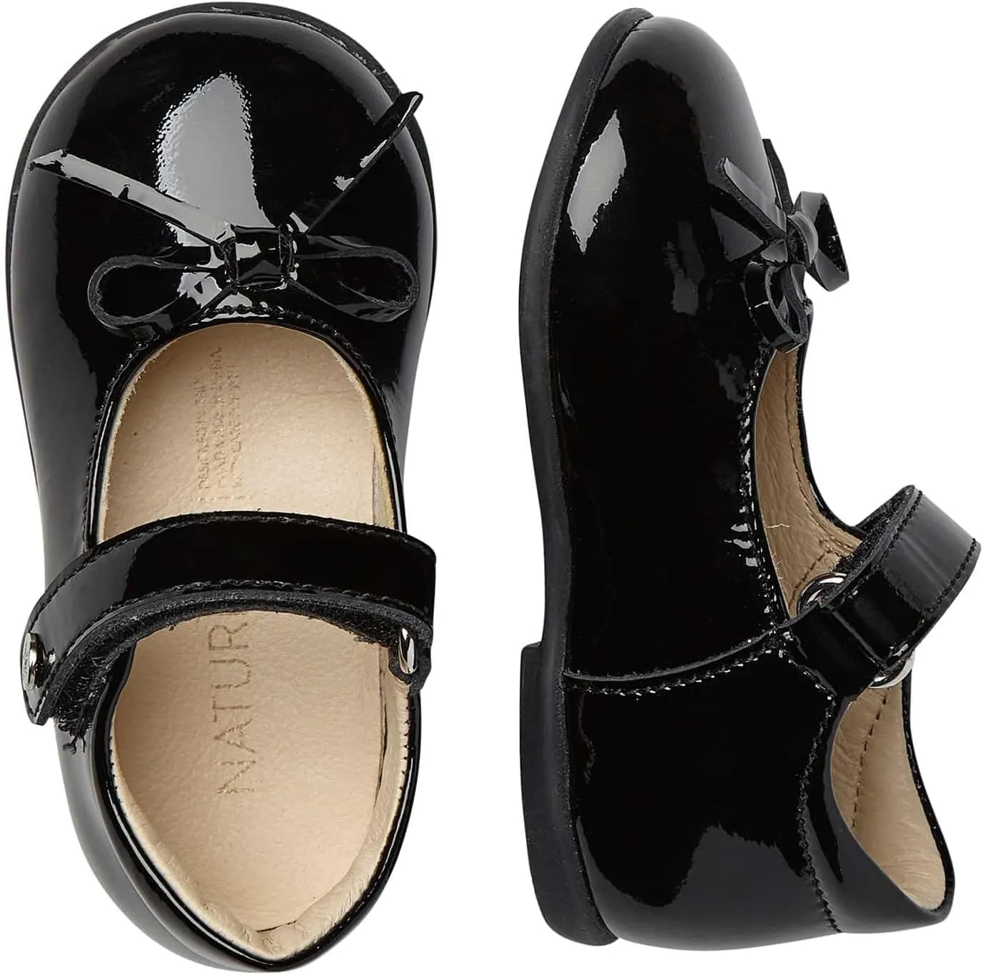 Naturino Girl's Ankle Strap Leather Flats with Bow, 30 EU
