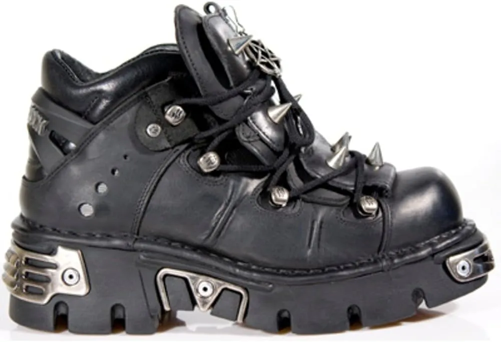 Newrock 110-S1 Black Leather Stud Biker Boots