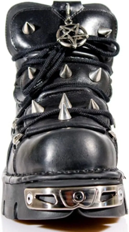 Newrock 110-S1 Black Leather Stud Biker Boots