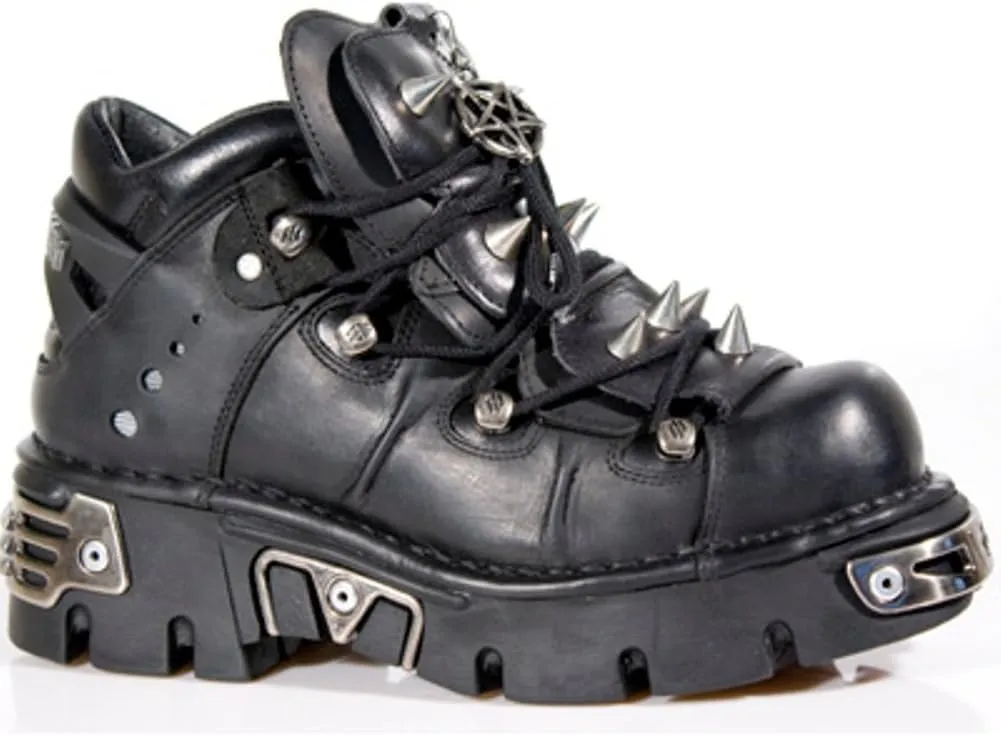 Newrock 110-S1 Black Leather Stud Biker Boots