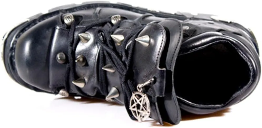 Newrock 110-S1 Black Leather Stud Biker Boots