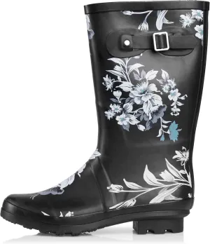 NORTY Women's Hurricane Rain Boots - Mid-Calf Length - Glossy Matte Waterproof Rubber Shoes