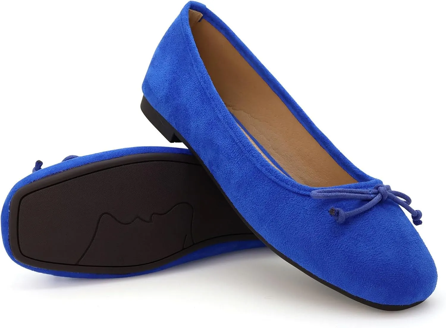 ODORHEISAYO Dress Shoes for Women Office Shoes, Square Toe Ballet Flats Shoes Casual, Cute Bows Flats for Women, Comfort Slip ons Womens Shoes Dressy for Holiday Wedding Work Party