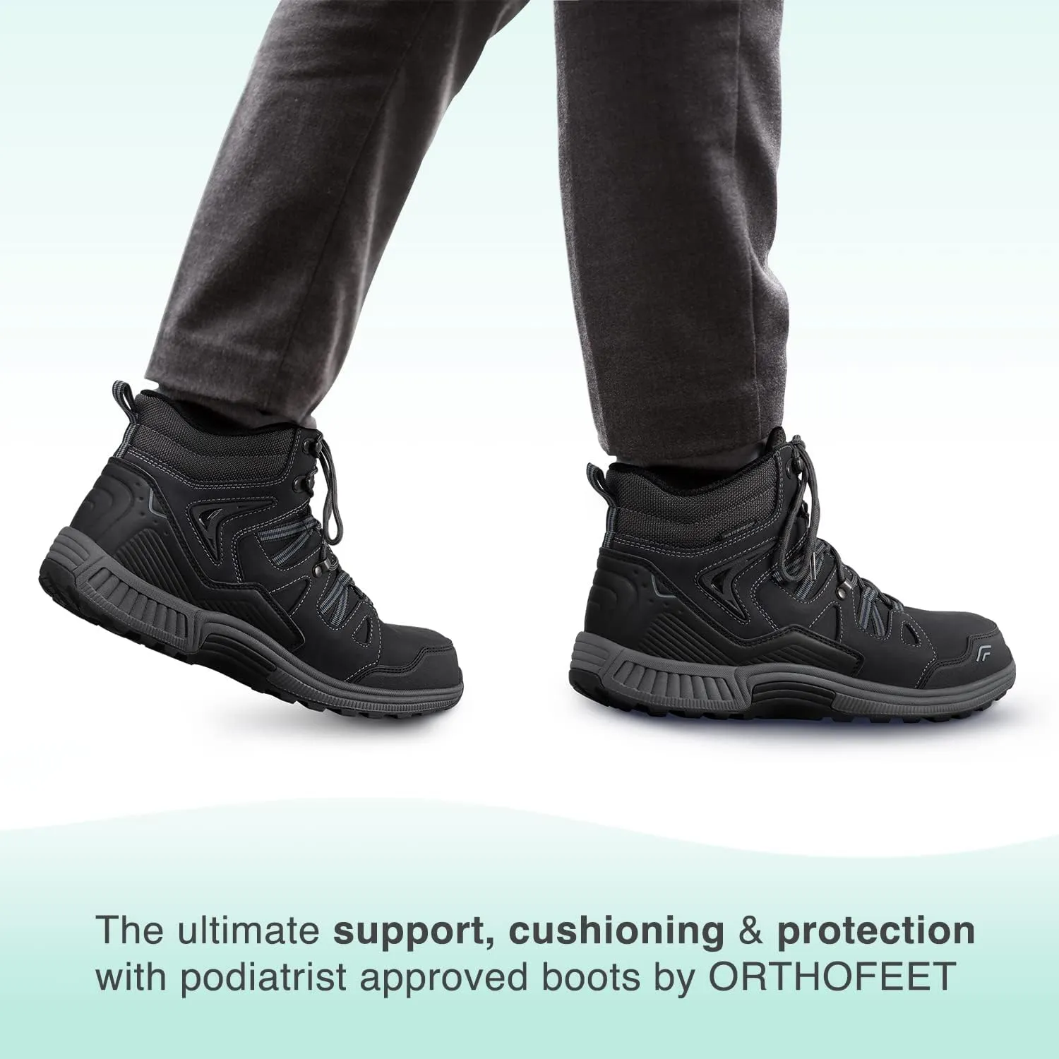 Orthofeet Men's Orthopedic Leather Ridgewood Waterproof Boots