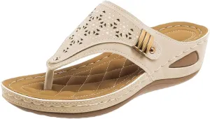 Orthopedic Sandals for Women 2025,Summer Slip On Beach Sandals Dressy Arch Support Wedge Sandal Vintage Wide Width Flip Flops Casual Boho Slipper