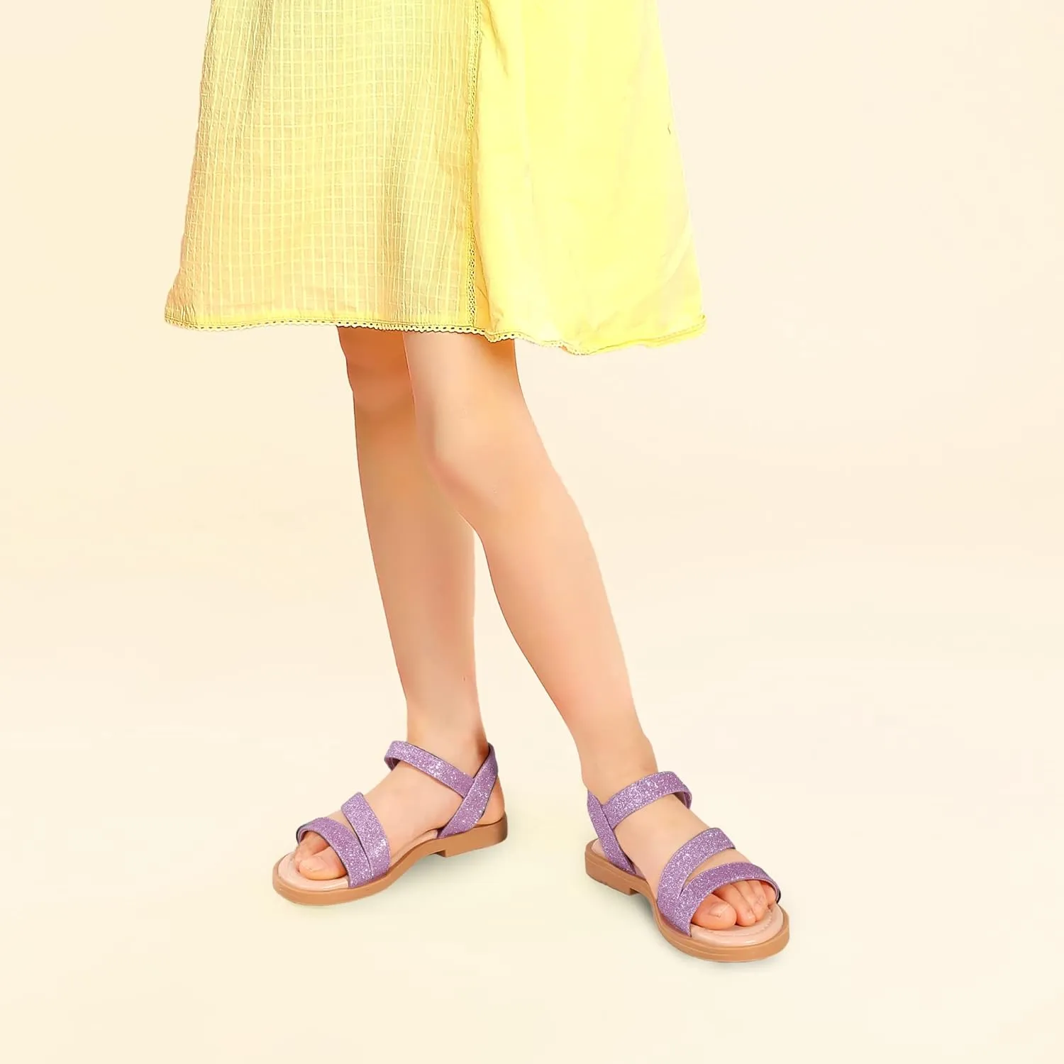 PANDANINJIA Girls Sandals Monica Summer Open Toe Flats Shoes Dress Sandals for Toddler Little Kid Big Kid