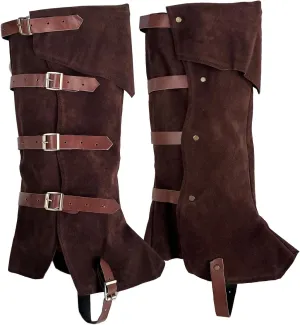 Pirate Leg Covers Medieval and Renaissance Faux Leather Costume Accessories Steampunk Footwear Cover for Boots Halloween Costume Black