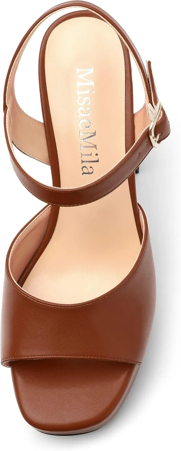 Platform Sandals High Heels for Women Comfortable Chunky Heel Square Open Toe Pumps with Adjustable Ankle Strap Women's Wedding Party Pumps