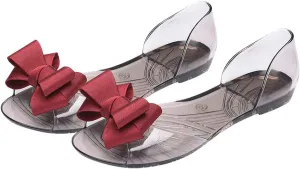 Princess Jelly Sandals with Bow Fish Mouth Summer Bowknot Beach Shoe for Women Girls (Red 35 Yards 5. 5US, 3UKï¼Œ 36EU, 8. 8425Inch)