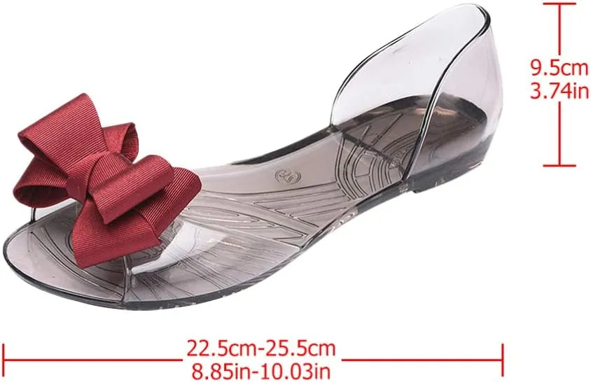 Princess Jelly Sandals with Bow Fish Mouth Summer Bowknot Beach Shoe for Women Girls (Red 35 Yards 5. 5US, 3UKï¼Œ 36EU, 8. 8425Inch)