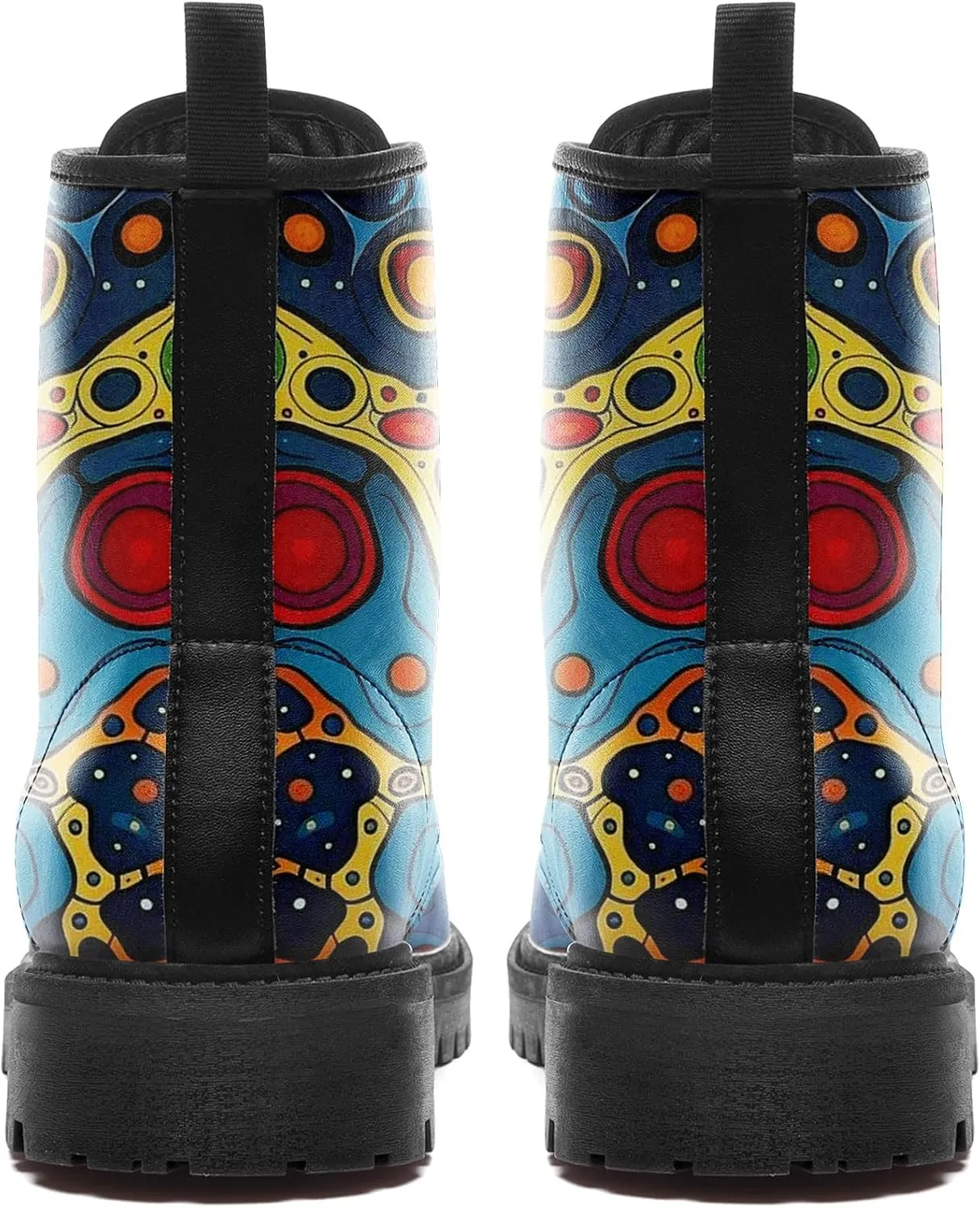 Punk Combat Boots, Stylish Motorcycle Booties for Men & Women, Waterproof Work Boot with Artistic Design
