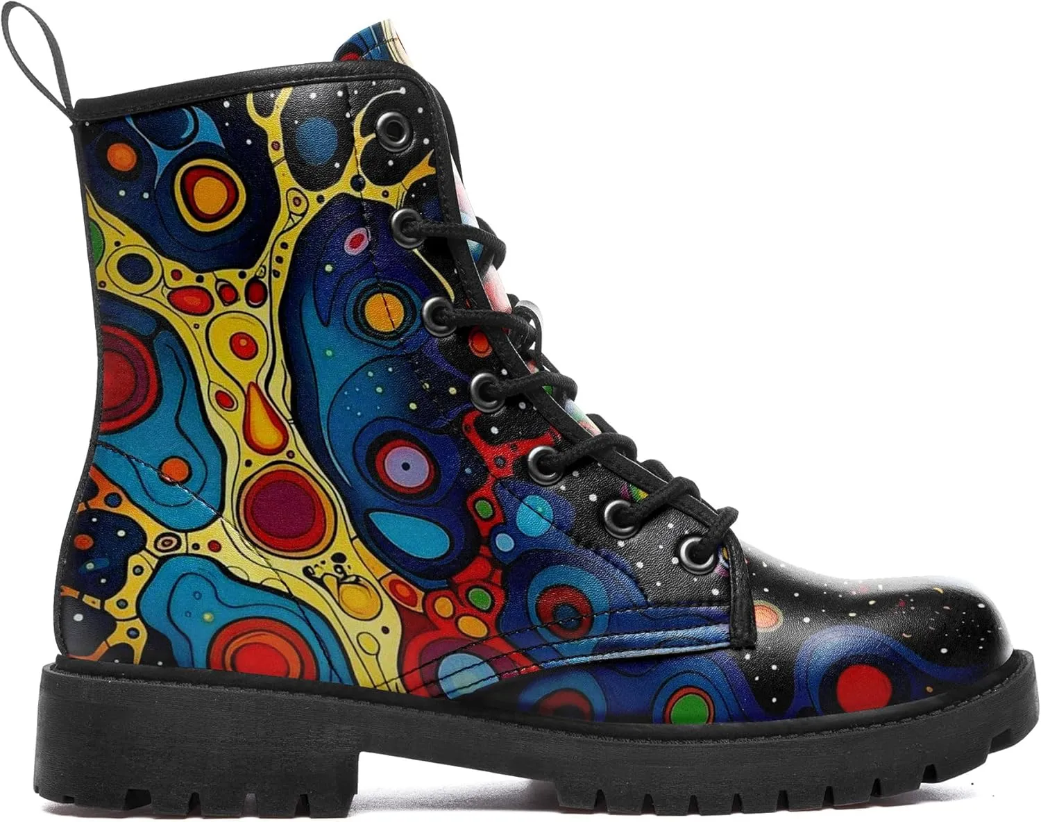 Punk Combat Boots, Stylish Motorcycle Booties for Men & Women, Waterproof Work Boot with Artistic Design
