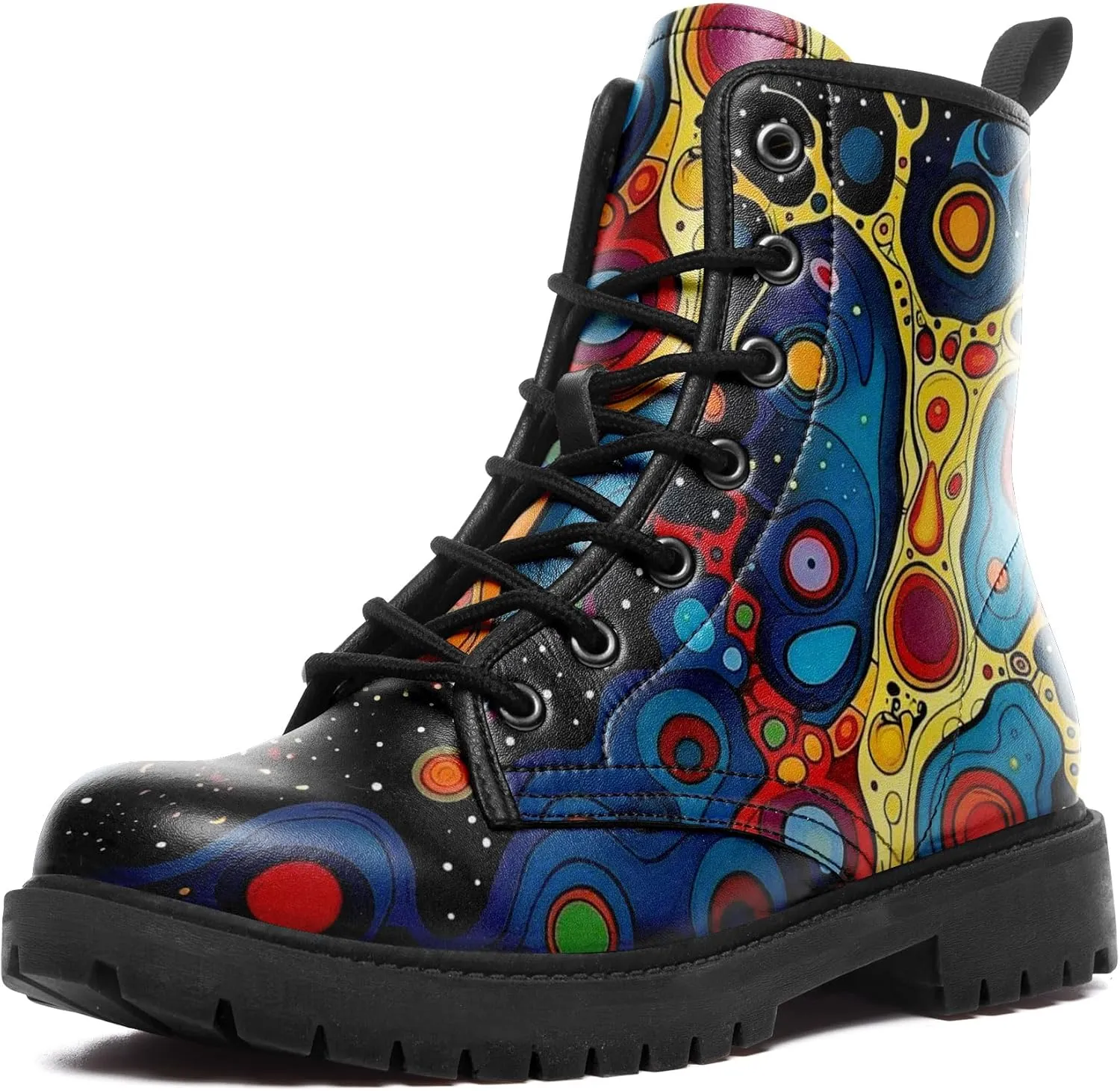 Punk Combat Boots, Stylish Motorcycle Booties for Men & Women, Waterproof Work Boot with Artistic Design