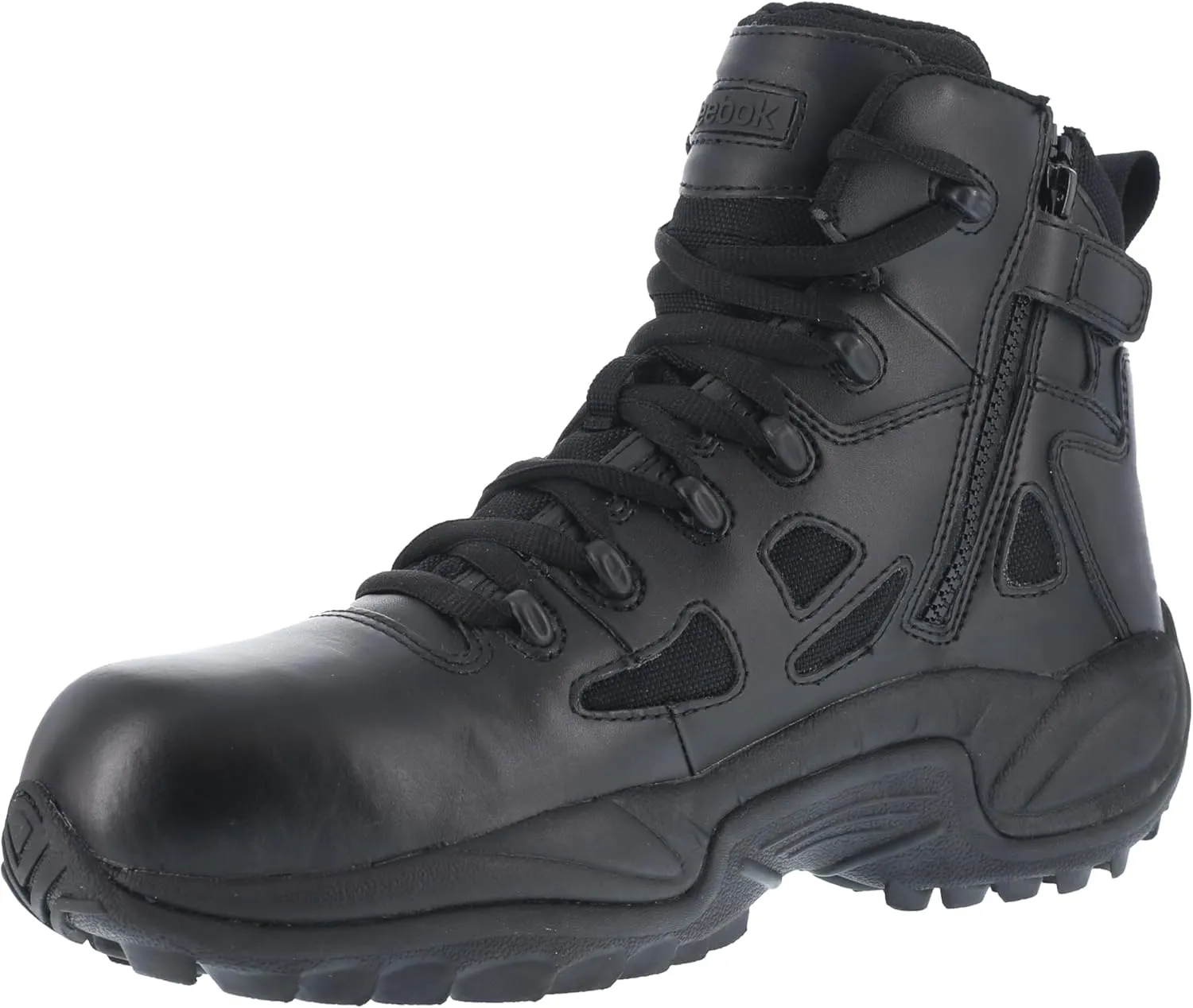 Reebok Work Men's Rapid Response RB Safety Toe 6" Stealth Boot with Side Zipper Military & Tactical