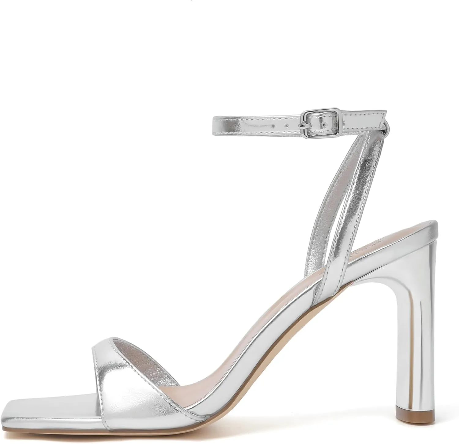 Reitoye Womens Heels Square Open Toe Chunky High Heels Strappy Ankle Strap Heeled Sandals for Women Dress Party Wedding