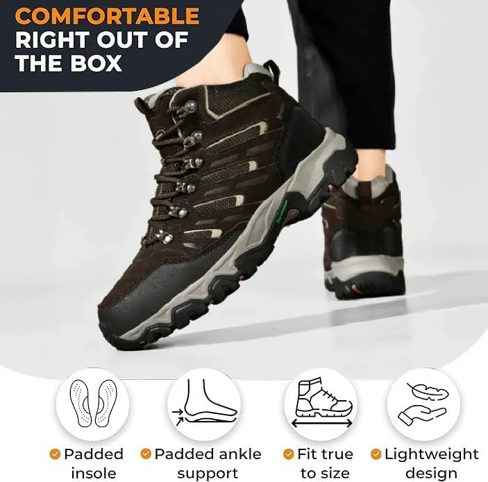 ROCKMARK Men's Waterproof Hiking Boots Lightweight Anti-Slip Mid Ankle Trekking Shoes for Outdoor Backpacking, Mountaineering & Rugged Terrain‌