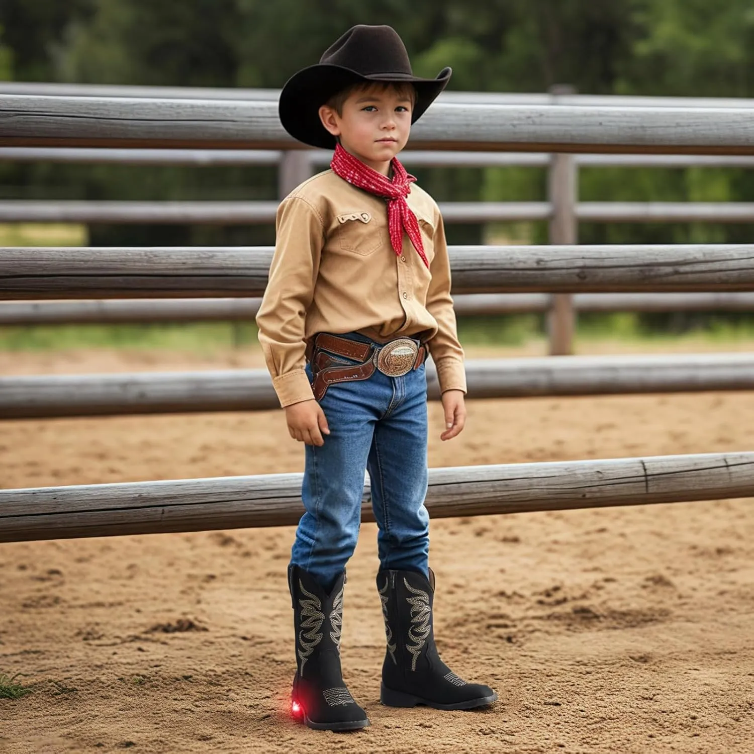Rollda Toddler Cowboy Boots for Boys Girls Cowgirl Boots Light Up Kids Western Boots for Toddler/Little Kid