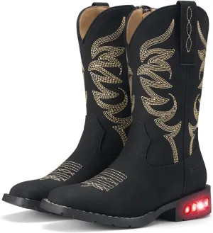 Rollda Toddler Cowboy Boots for Boys Girls Cowgirl Boots Light Up Kids Western Boots for Toddler/Little Kid