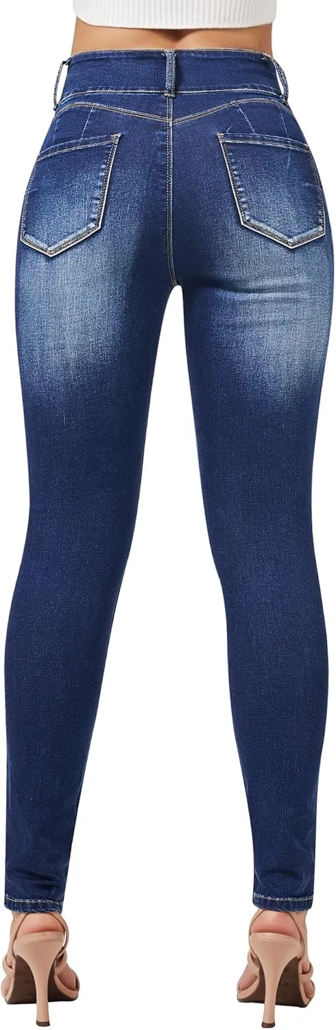 roswear Women’s High Waisted Stretchy Skinny Curvy Jeans Tummy Control Jeggings