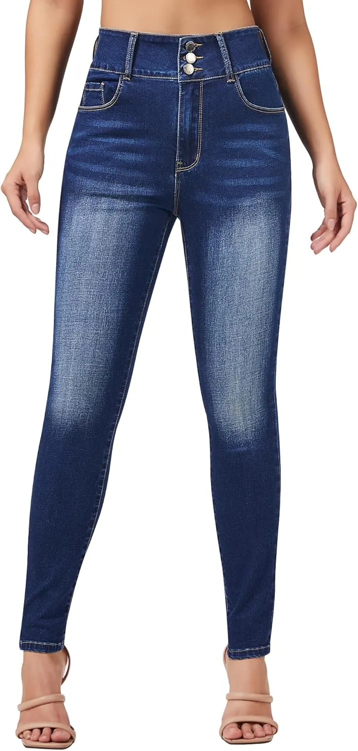 roswear Women’s High Waisted Stretchy Skinny Curvy Jeans Tummy Control Jeggings