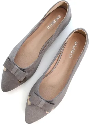SAILING LU Ballet Flats for Women Dressy Flat Shoes Pointed Toe Bowknot Slip on Flats Shoes Women Loafers Shoes