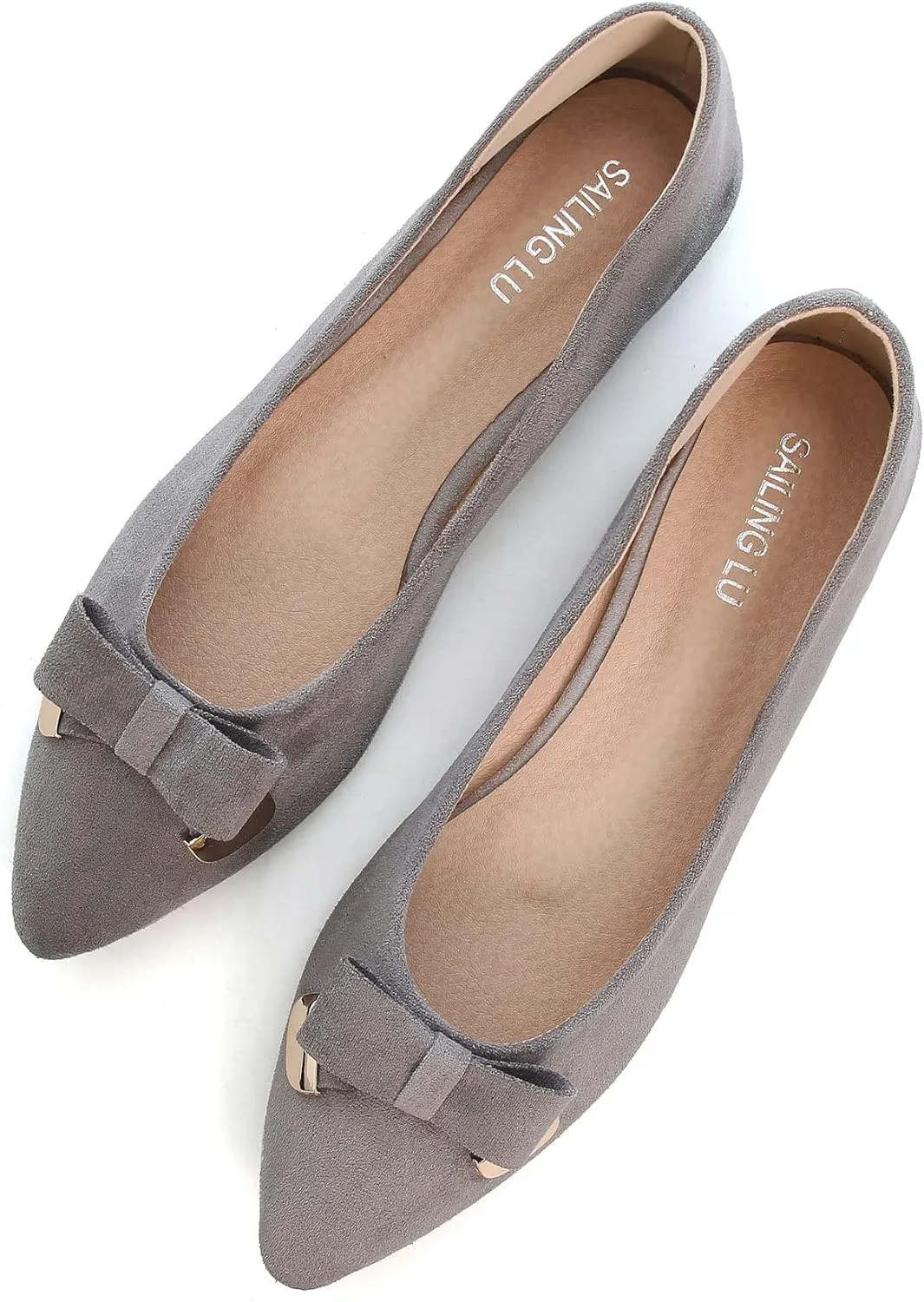 SAILING LU Ballet Flats for Women Dressy Flat Shoes Pointed Toe Bowknot Slip on Flats Shoes Women Loafers Shoes