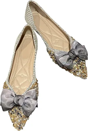 SAILING LU Dressy Shoes for Women Pointed Toe Bowknot Ballet Flats Comfortable Light Weight Slip on Walking Loafers