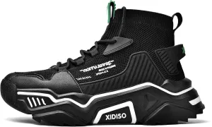 SANNAX Fashion Shoes for Mens High Top Casual Walking Shoes Non Slip Breathable Mesh Lightweight Sneakers