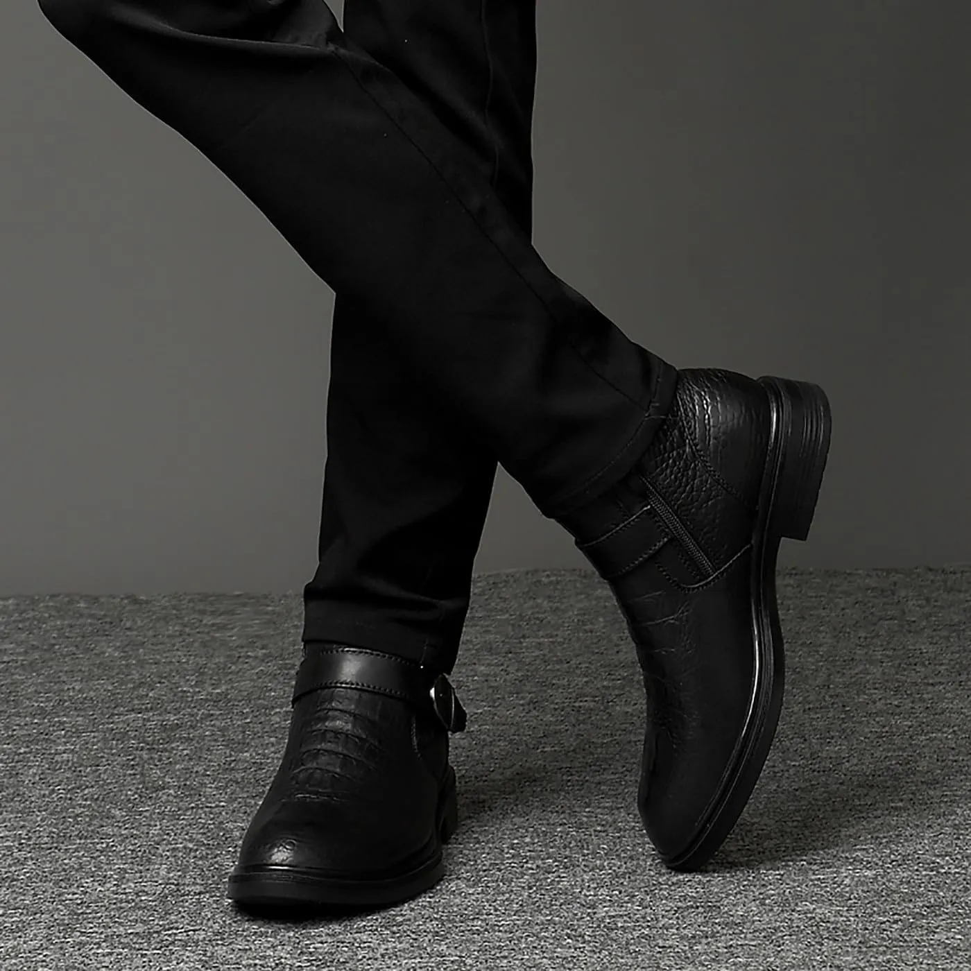 Santimon Chelsea Boots Mens Dress Casual Slip On Ankle Boots Genuine Leather Fashion Tuxedo Cowboy Boots for Men Boys