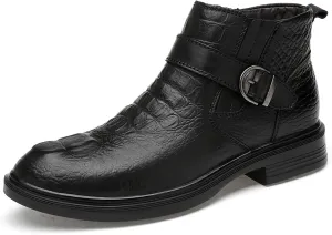 Santimon Chelsea Boots Mens Dress Casual Slip On Ankle Boots Genuine Leather Fashion Tuxedo Cowboy Boots for Men Boys
