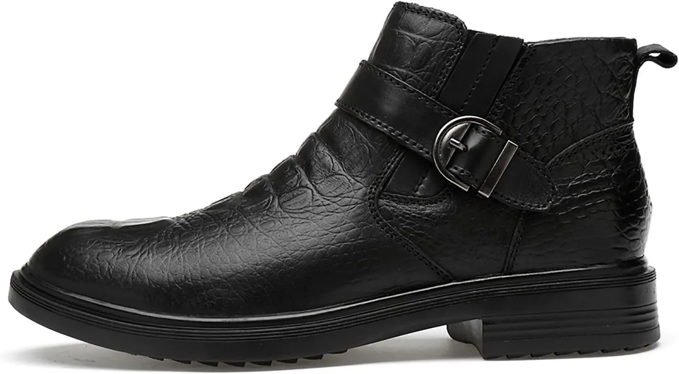 Santimon Chelsea Boots Mens Dress Casual Slip On Ankle Boots Genuine Leather Fashion Tuxedo Cowboy Boots for Men Boys