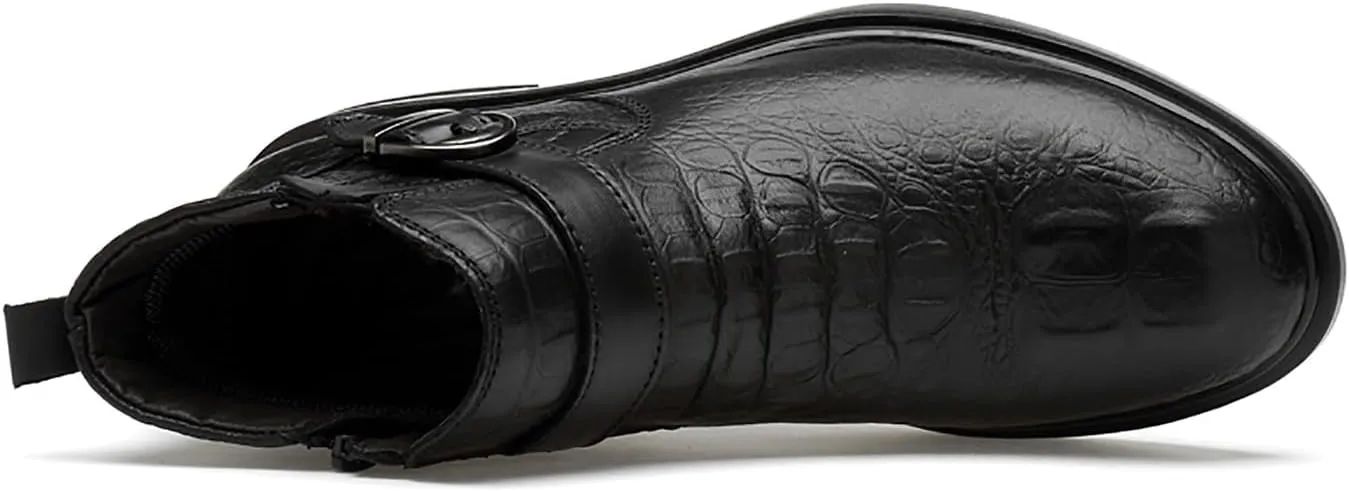 Santimon Chelsea Boots Mens Dress Casual Slip On Ankle Boots Genuine Leather Fashion Tuxedo Cowboy Boots for Men Boys