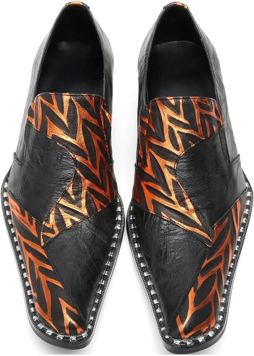 Santimon Mens Loafers Silp On Formal Dress Penny Loafers Genuine Leather Two-Tone Mocassins Business Casual Fashion Wedding Party Singer Tuxedo Shoes
