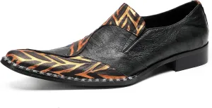 Santimon Mens Loafers Silp On Formal Dress Penny Loafers Genuine Leather Two-Tone Mocassins Business Casual Fashion Wedding Party Singer Tuxedo Shoes