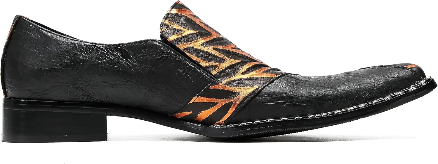 Santimon Mens Loafers Silp On Formal Dress Penny Loafers Genuine Leather Two-Tone Mocassins Business Casual Fashion Wedding Party Singer Tuxedo Shoes