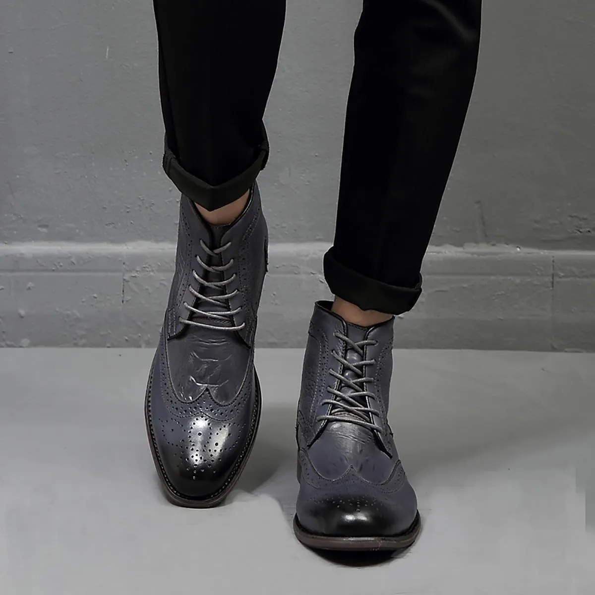 Santimon Men's Oxfords Boots Dress Casual Leather Fashion Wingtips Brogues Chelsea Boots Tuxedo Ankle Danner Boots for Men