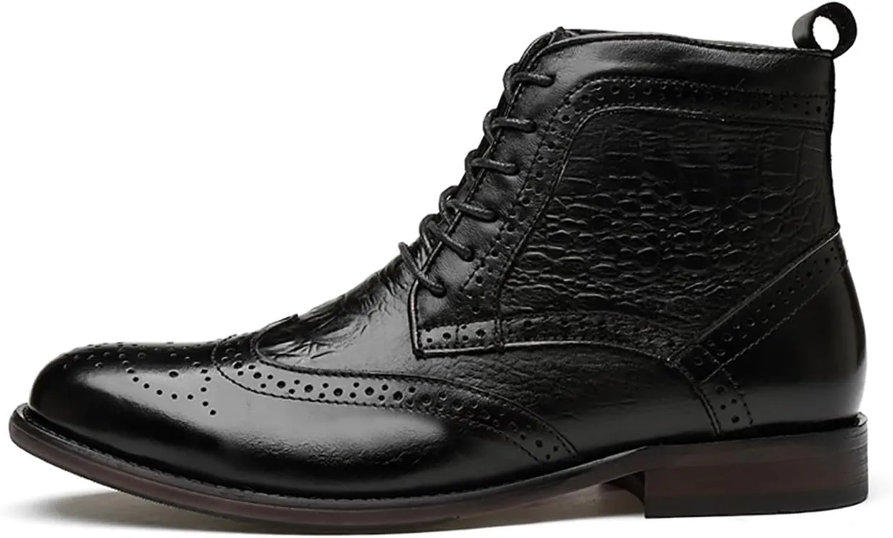 Santimon Men's Oxfords Boots Dress Casual Leather Fashion Wingtips Brogues Chelsea Boots Tuxedo Ankle Danner Boots for Men